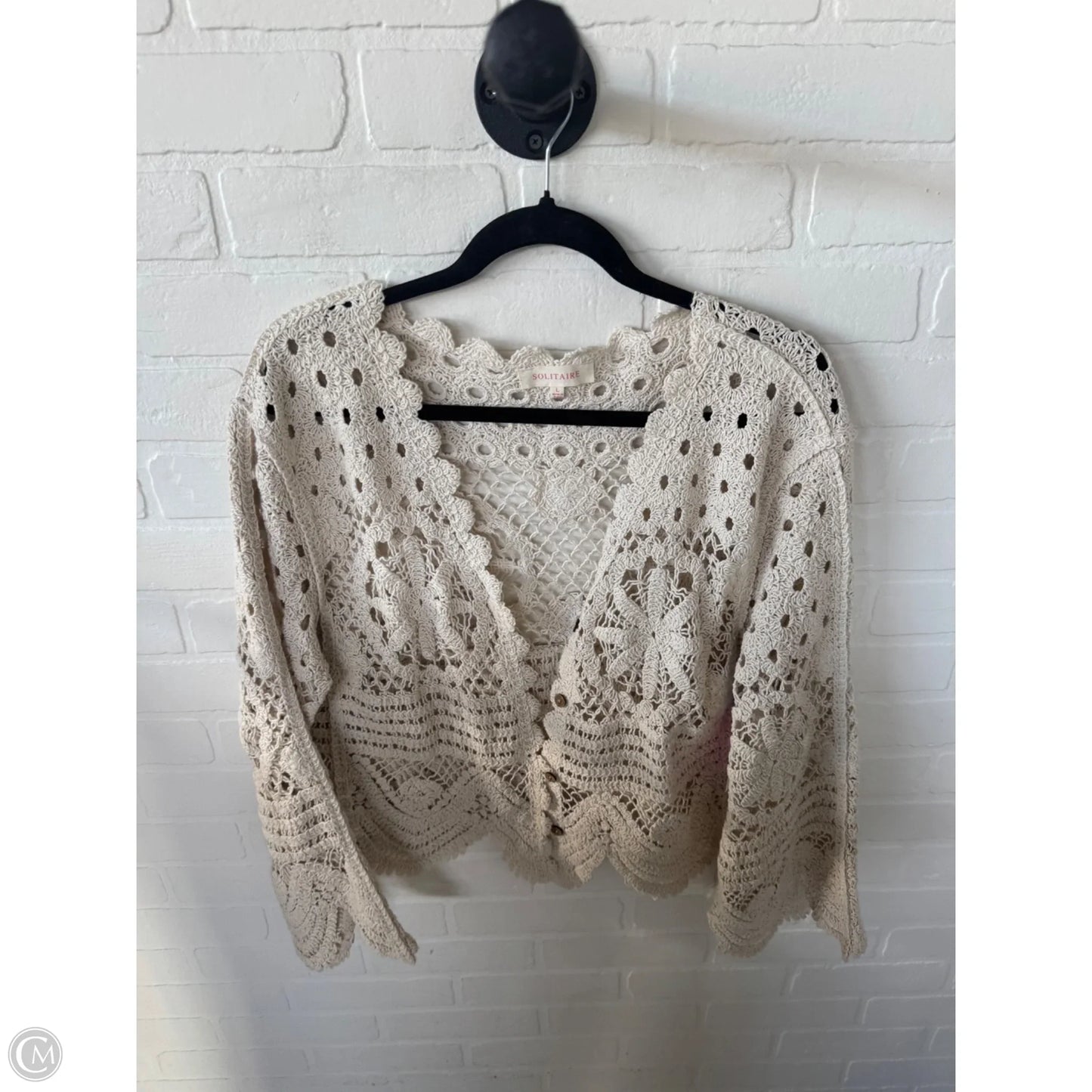 Sweater Cardigan By Solitaire In Cream, Size: L