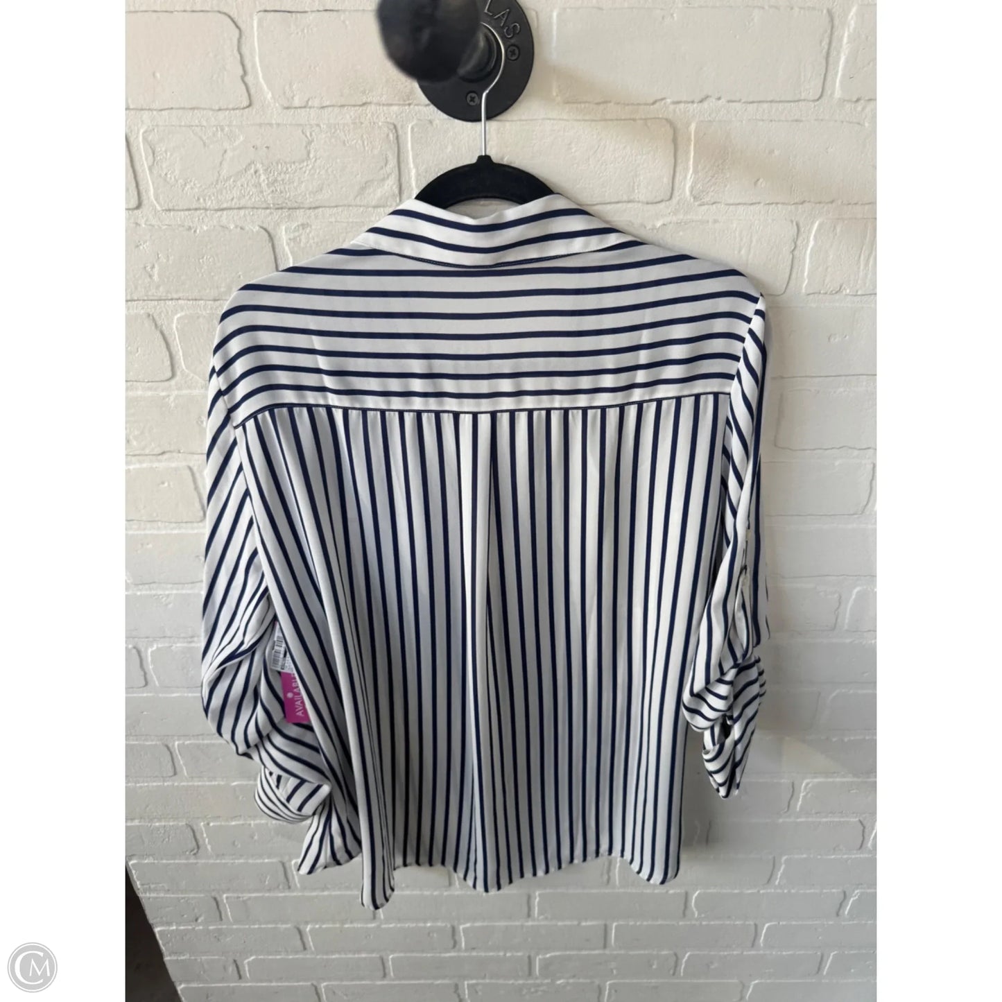 Top 3/4 Sleeve By Express In Blue & White, Size: Xl