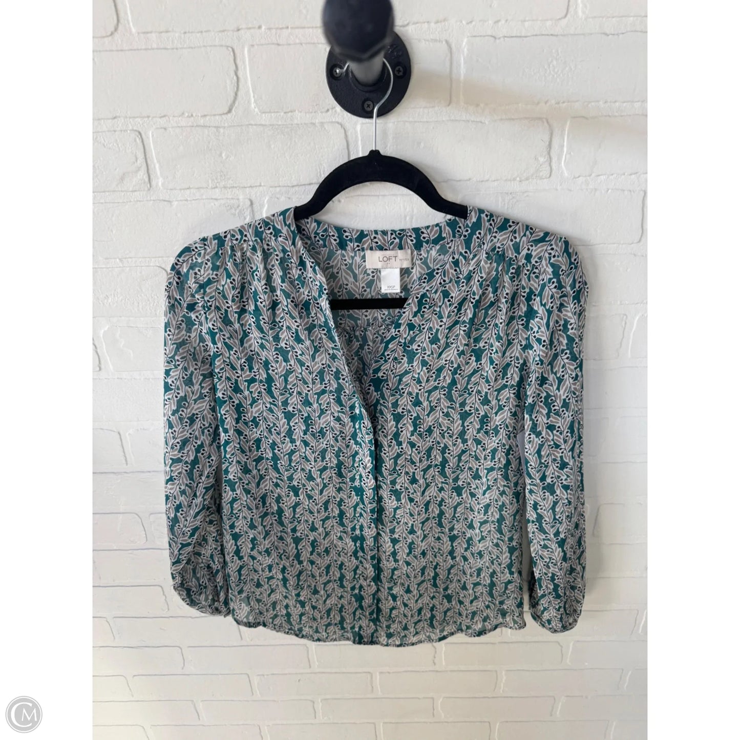 Top Long Sleeve By Loft In Blue & Tan, Size: Xxsp