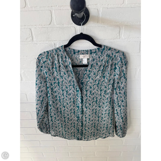 Top Long Sleeve By Loft In Blue & Tan, Size: Xxsp