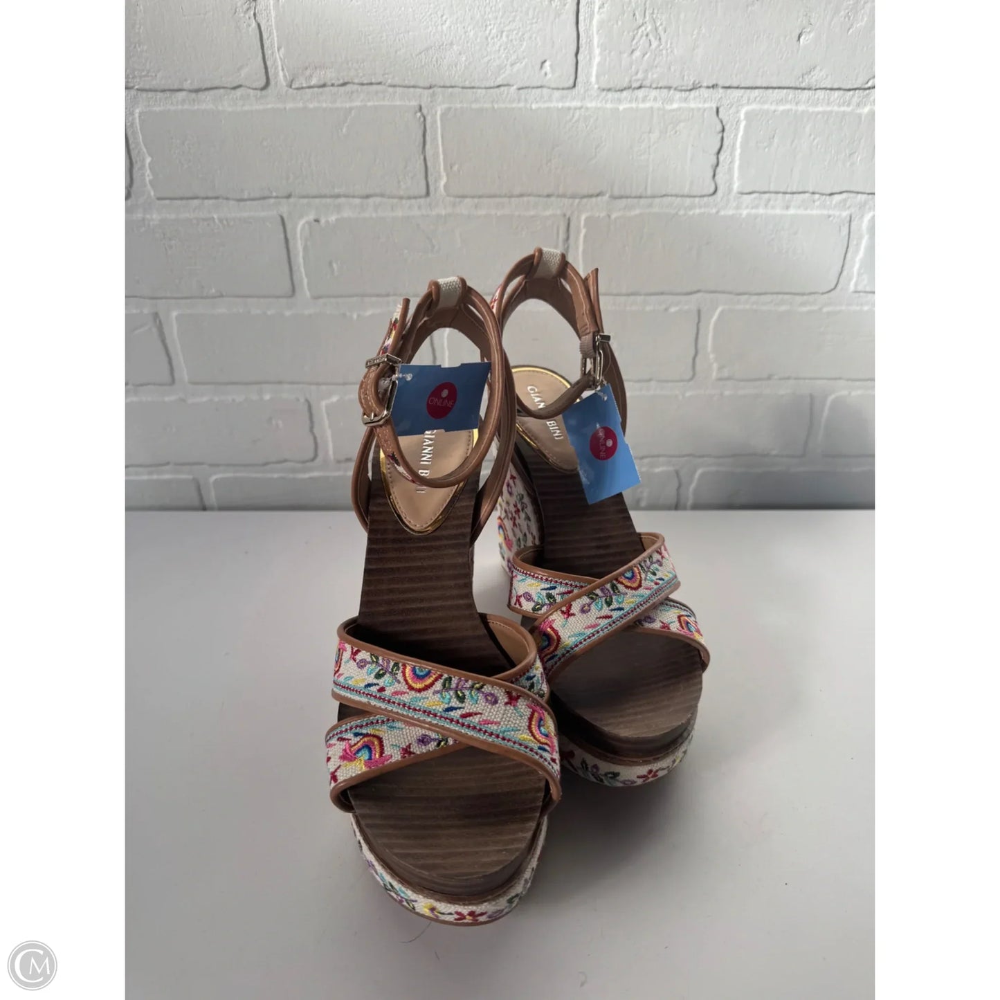 Sandals Heels Wedge By Gianni Bini In Tan, Size: 8.5