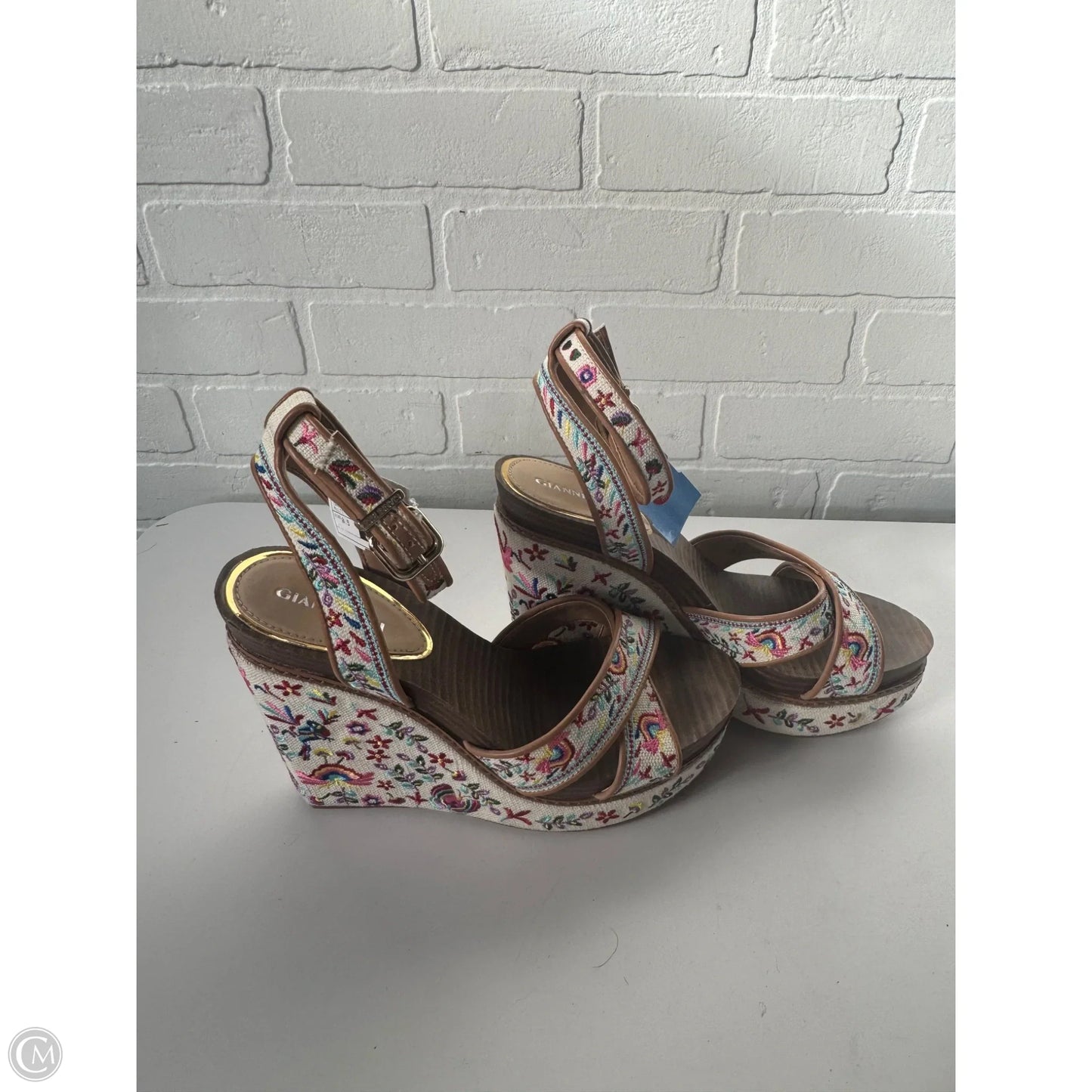 Sandals Heels Wedge By Gianni Bini In Tan, Size: 8.5