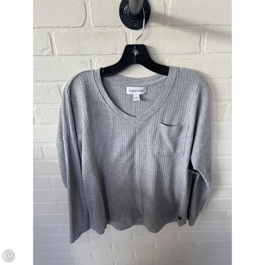 Top Long Sleeve By Calvin Klein In Grey, Size: M