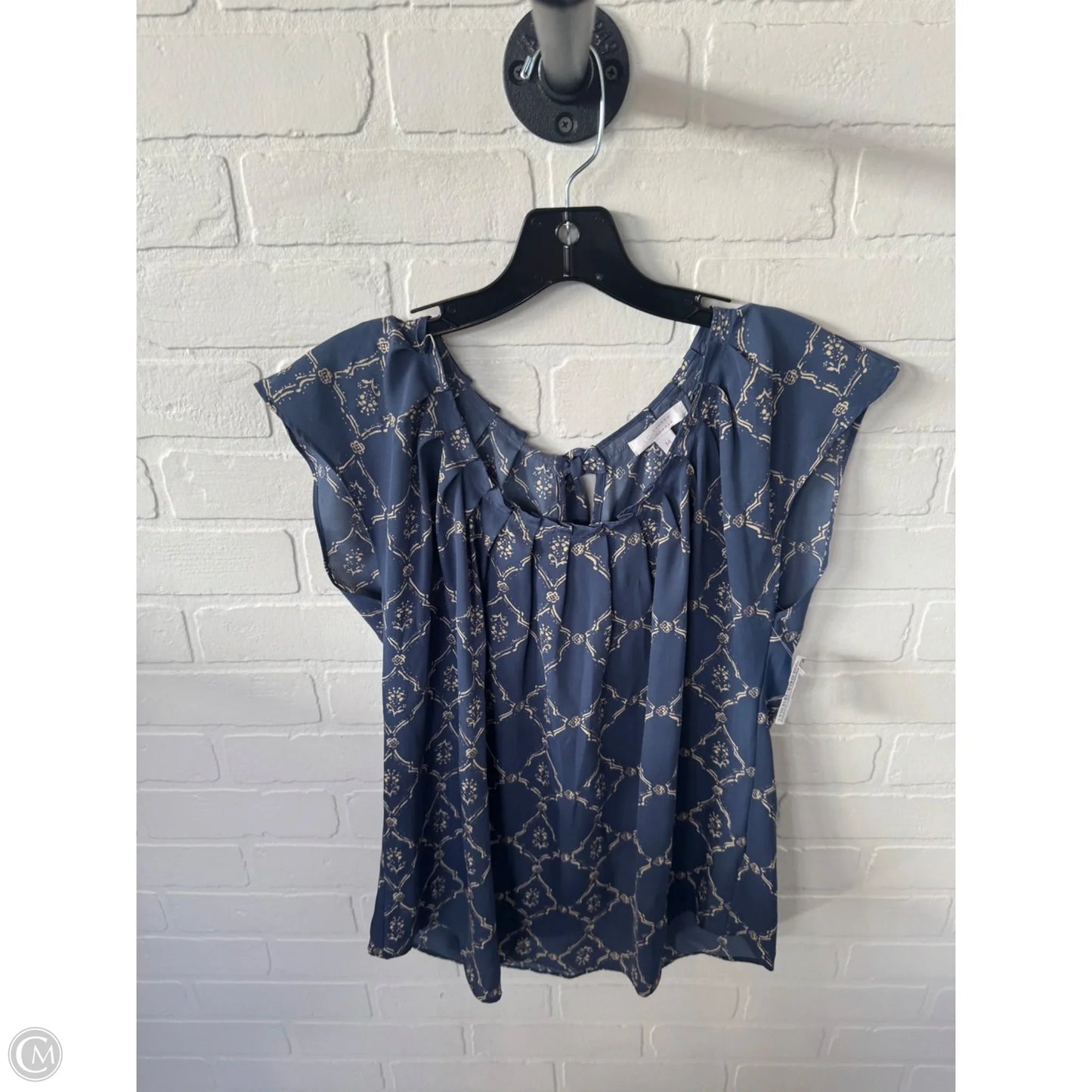 Top Sleeveless By Lc Lauren Conrad In Blue & Cream, Size: M