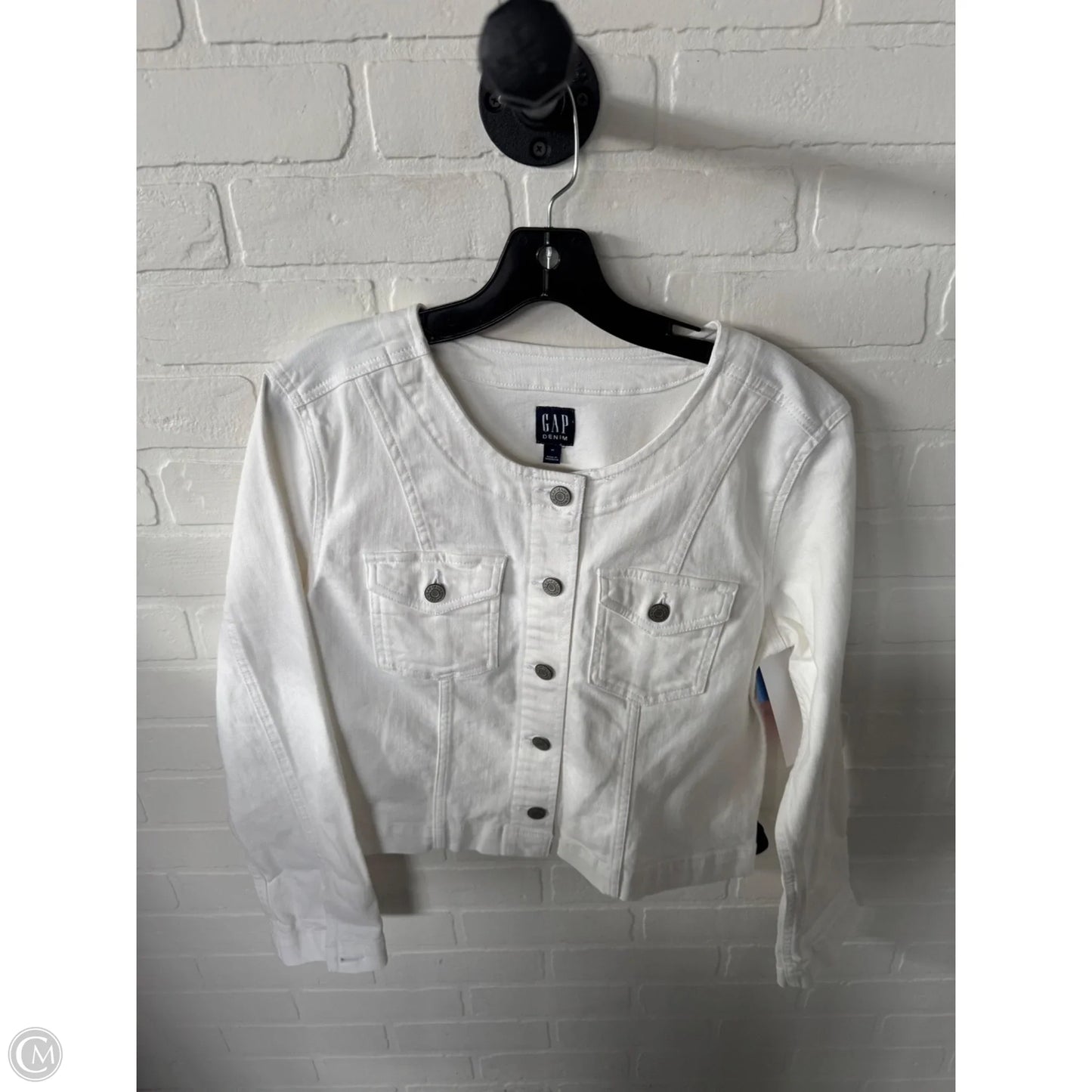 Jacket Denim By Gap In White, Size: M