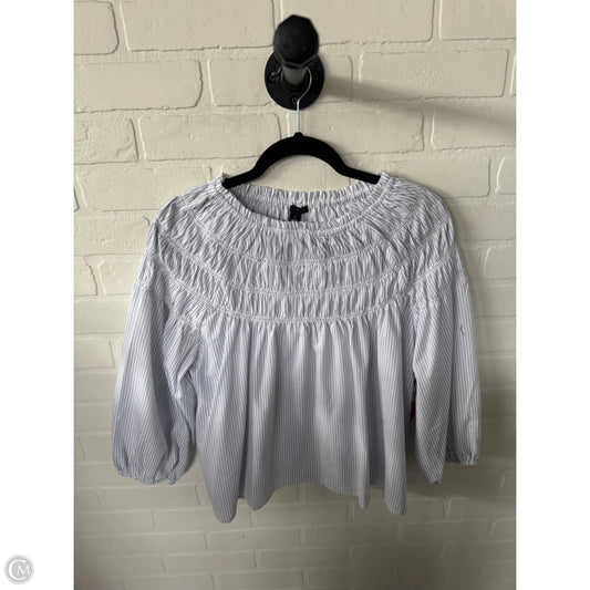 Top Long Sleeve By Ann Taylor In Blue & White, Size: M