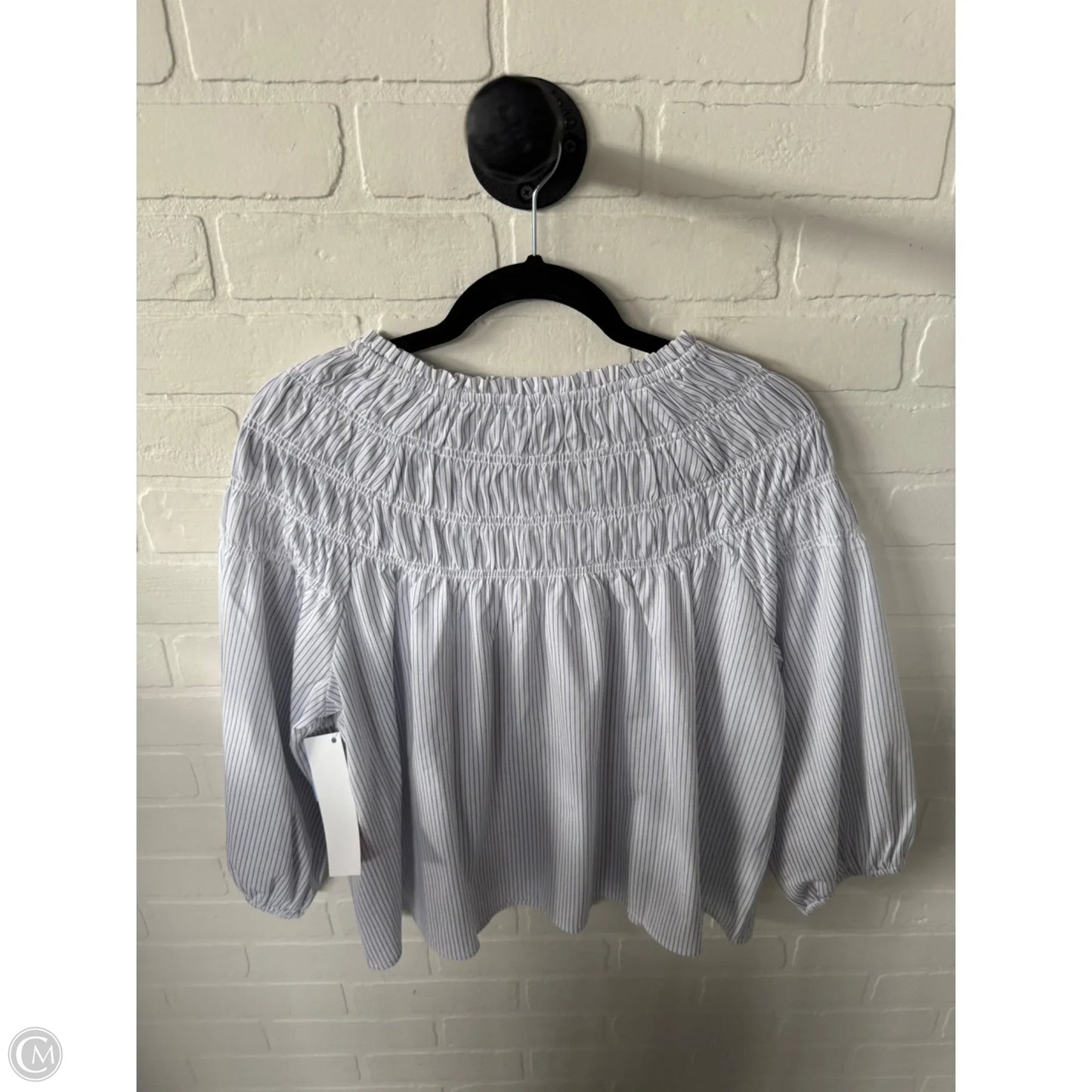 Top Long Sleeve By Ann Taylor In Blue & White, Size: M