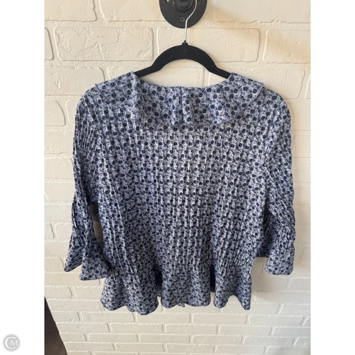 Top 3/4 Sleeve By Christopher And Banks In Blue & White, Size: Xl