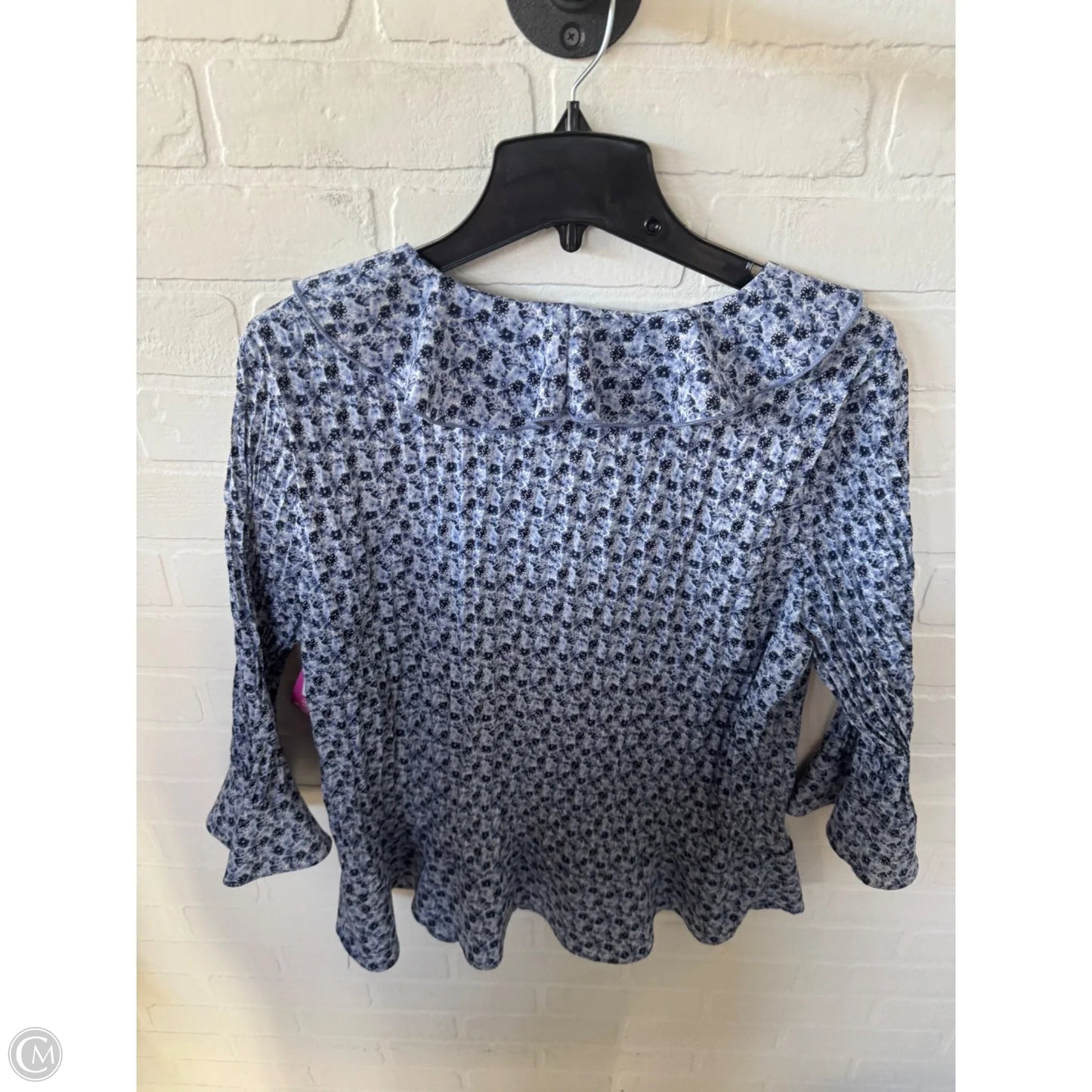 Top 3/4 Sleeve By Christopher And Banks In Blue & White, Size: Xl