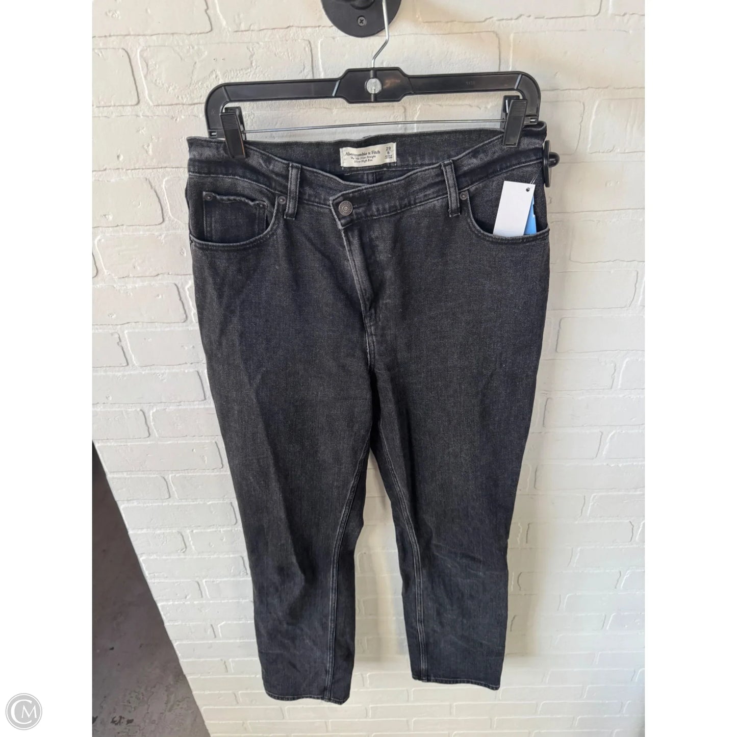 Jeans Straight By Abercrombie And Fitch In Black Denim, Size: 8