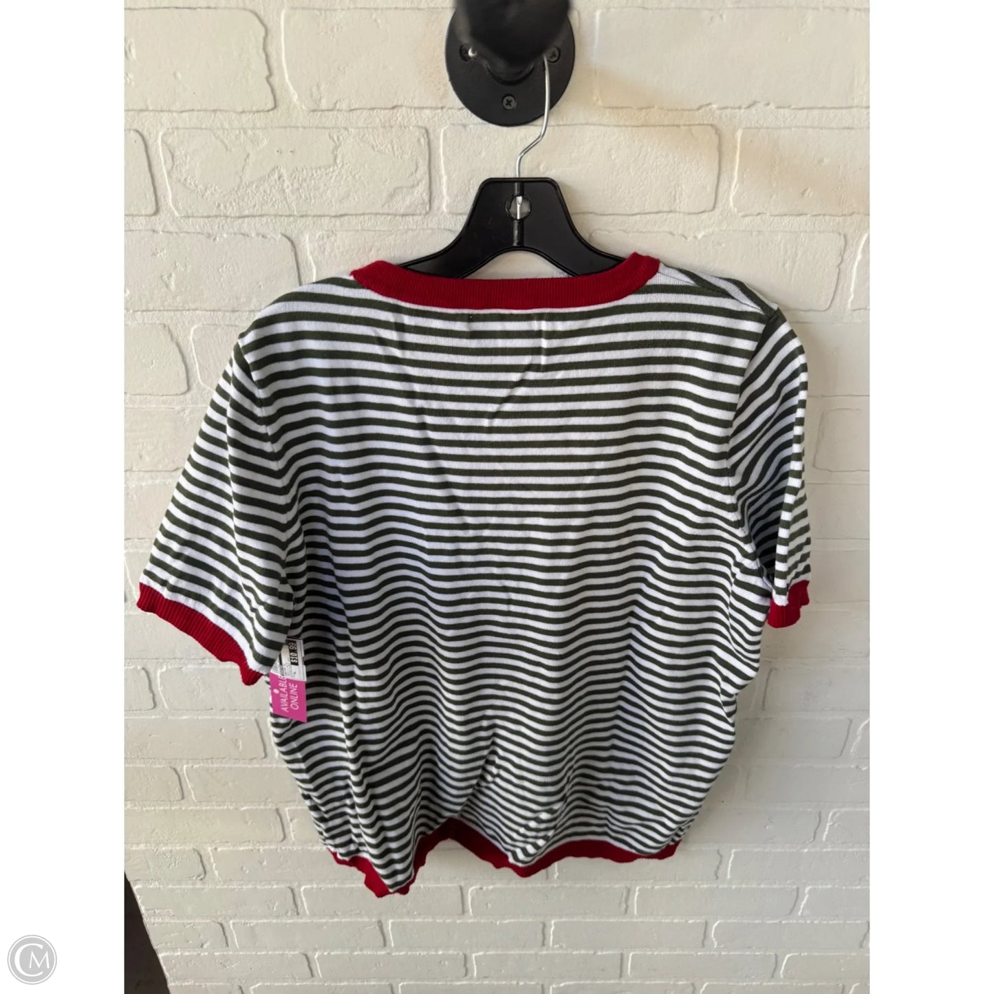 Sweater Short Sleeve By Dokotoo In Green & White, Size: Xl