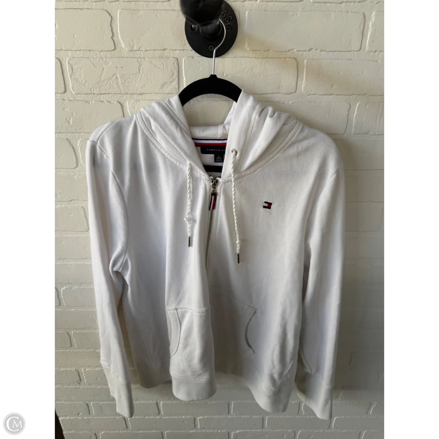 Sweatshirt Hoodie By Tommy Hilfiger In White, Size: Xl