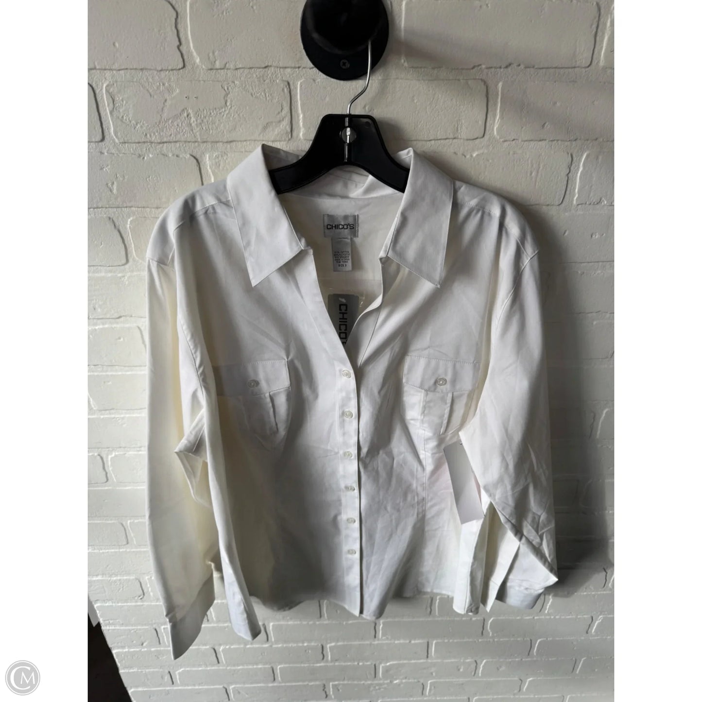 Top Long Sleeve By Chicos In Ivory, Size: Xl