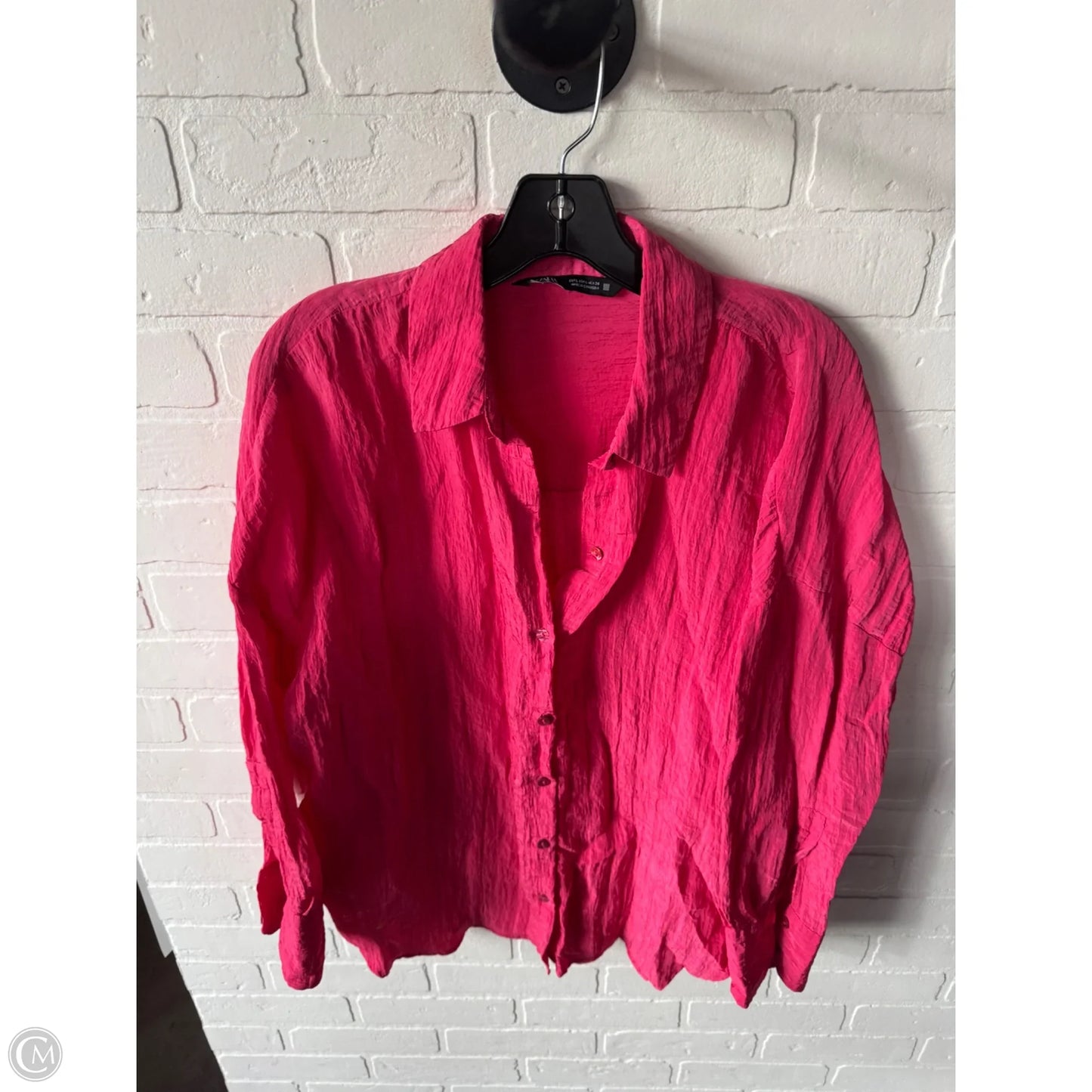 Top Long Sleeve By Zara In Pink, Size: L