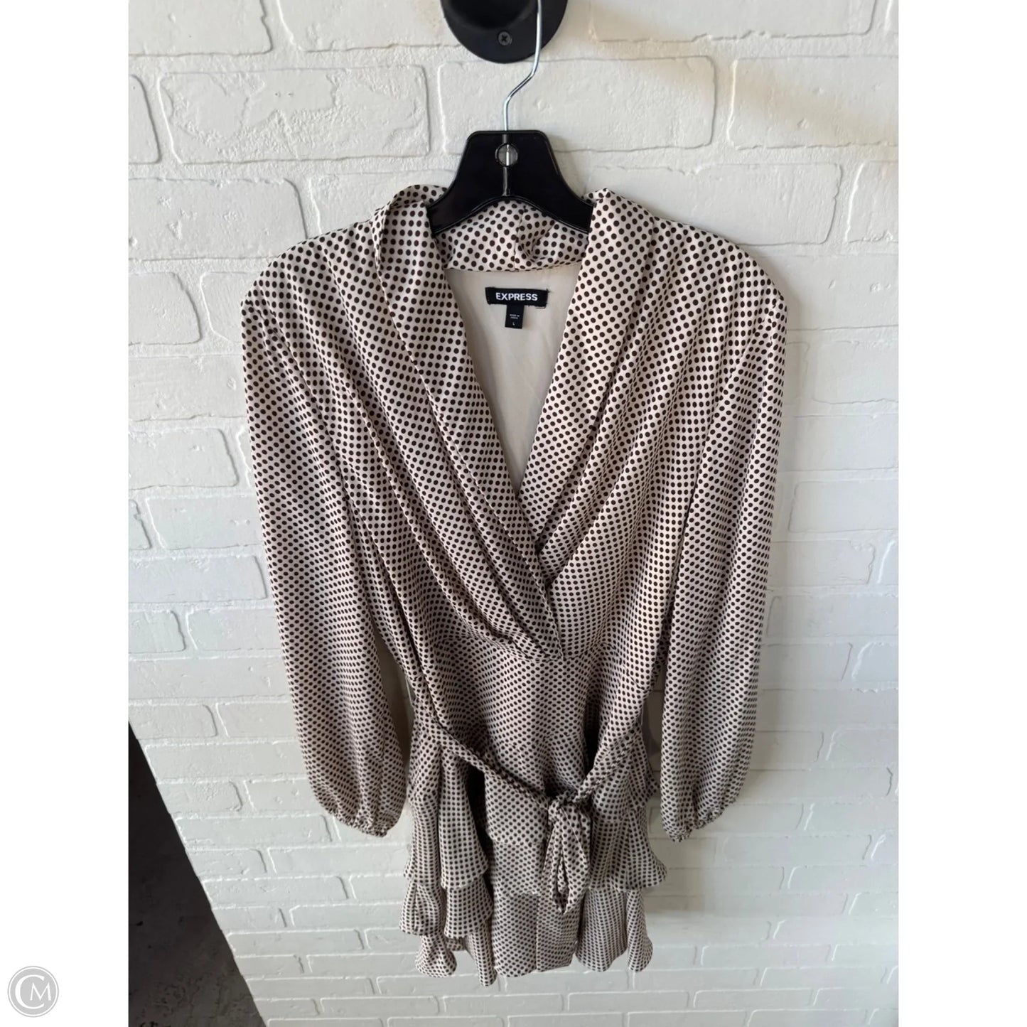 Dress Casual Short By Express In Brown & Cream, Size: L