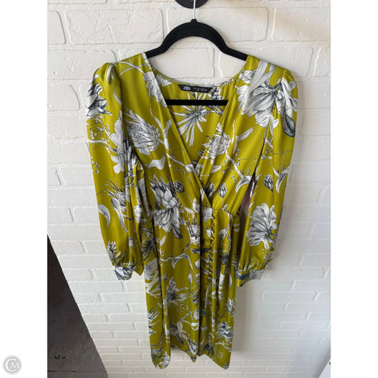 Dress Casual Midi By Zara In Green & White, Size: L