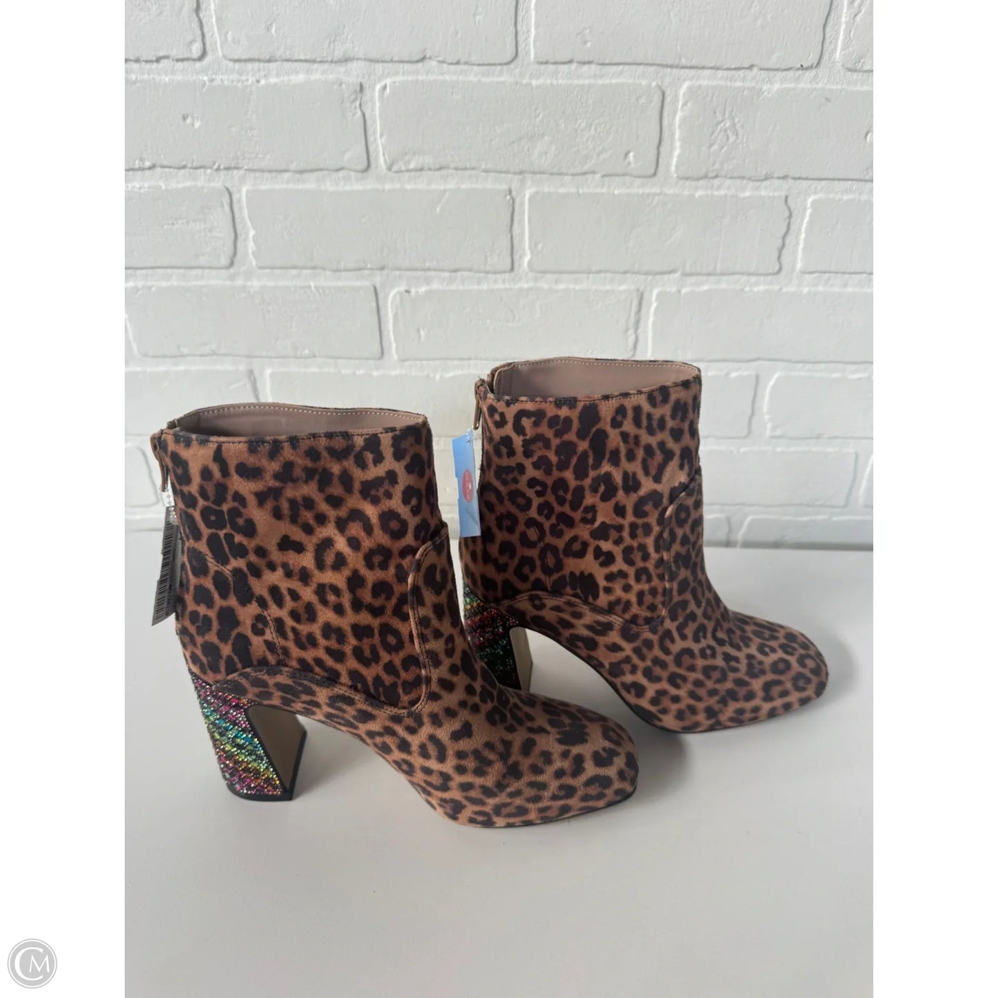 Boots Mid-calf Heels By Betsey Johnson In Black & Tan, Size: 8