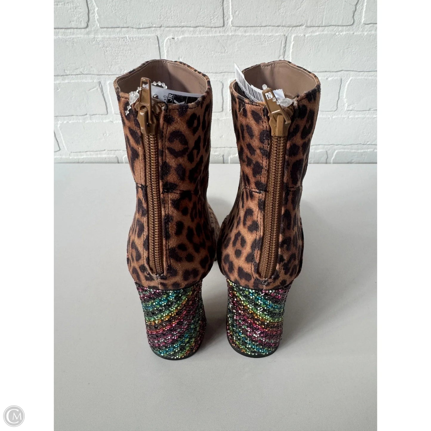 Boots Mid-calf Heels By Betsey Johnson In Black & Tan, Size: 8