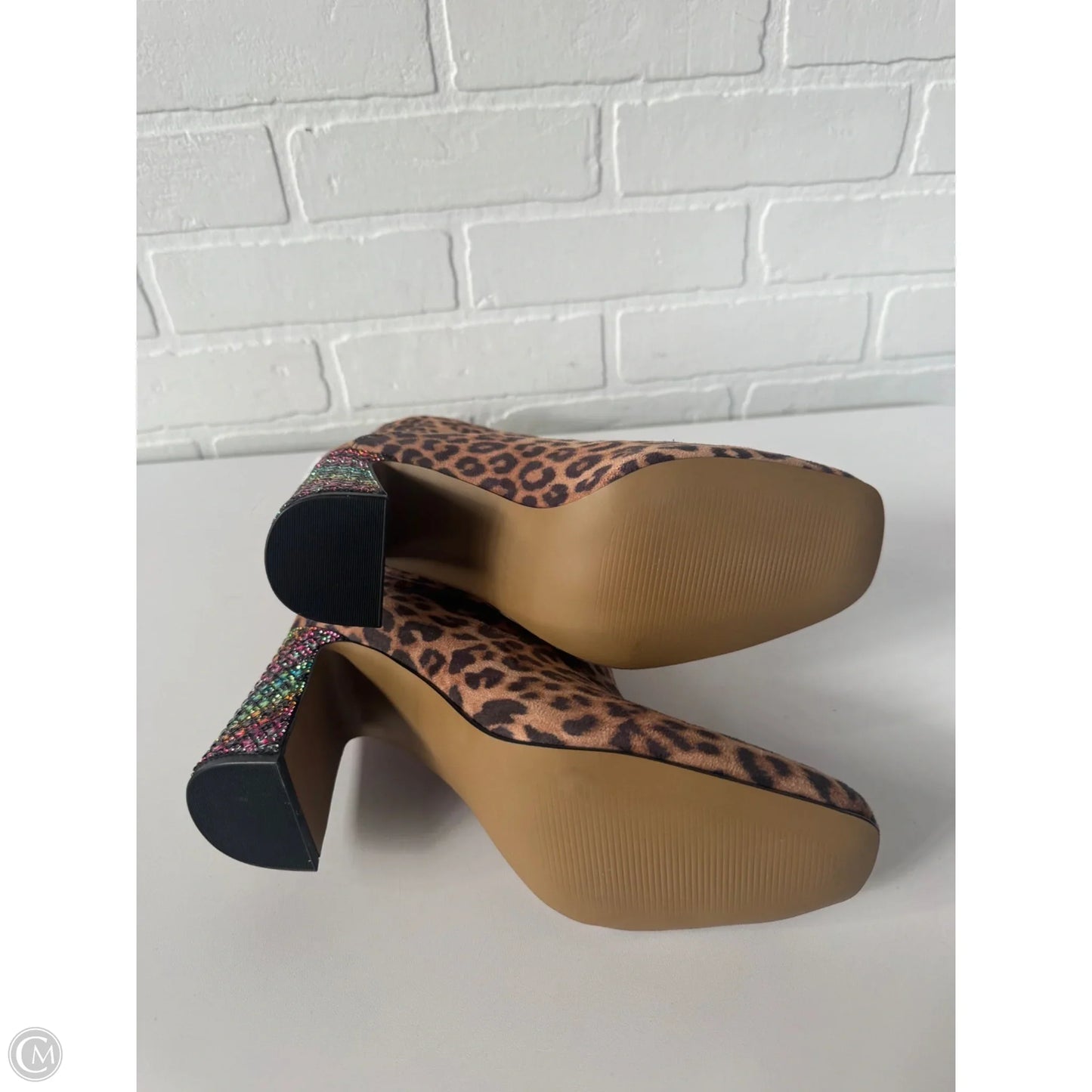 Boots Mid-calf Heels By Betsey Johnson In Black & Tan, Size: 8