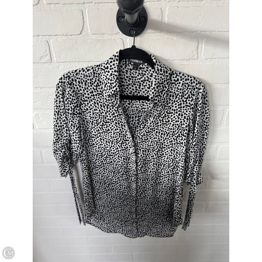 Top Short Sleeve By Express In Black & White, Size: S