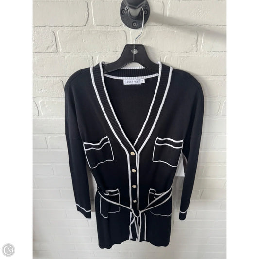Sweater Cardigan By Just Fab In Black & White, Size: Xs