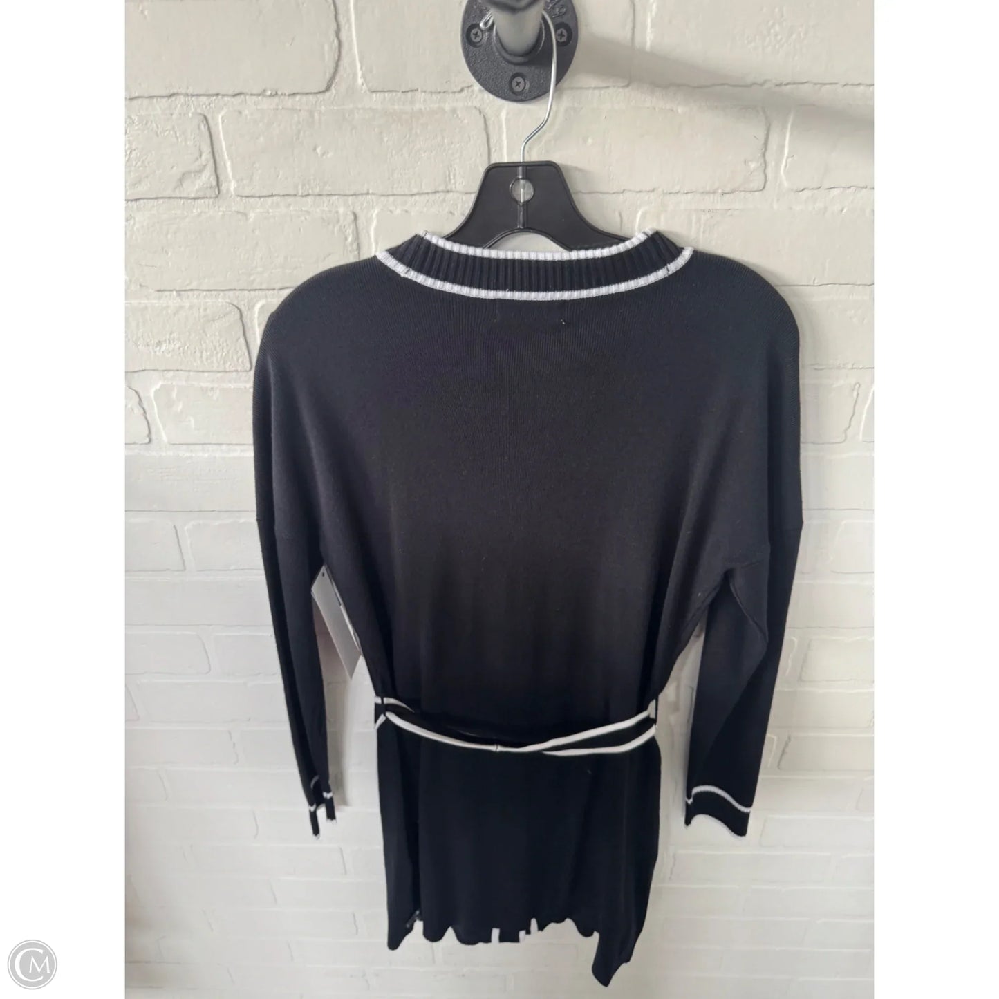 Sweater Cardigan By Just Fab In Black & White, Size: Xs