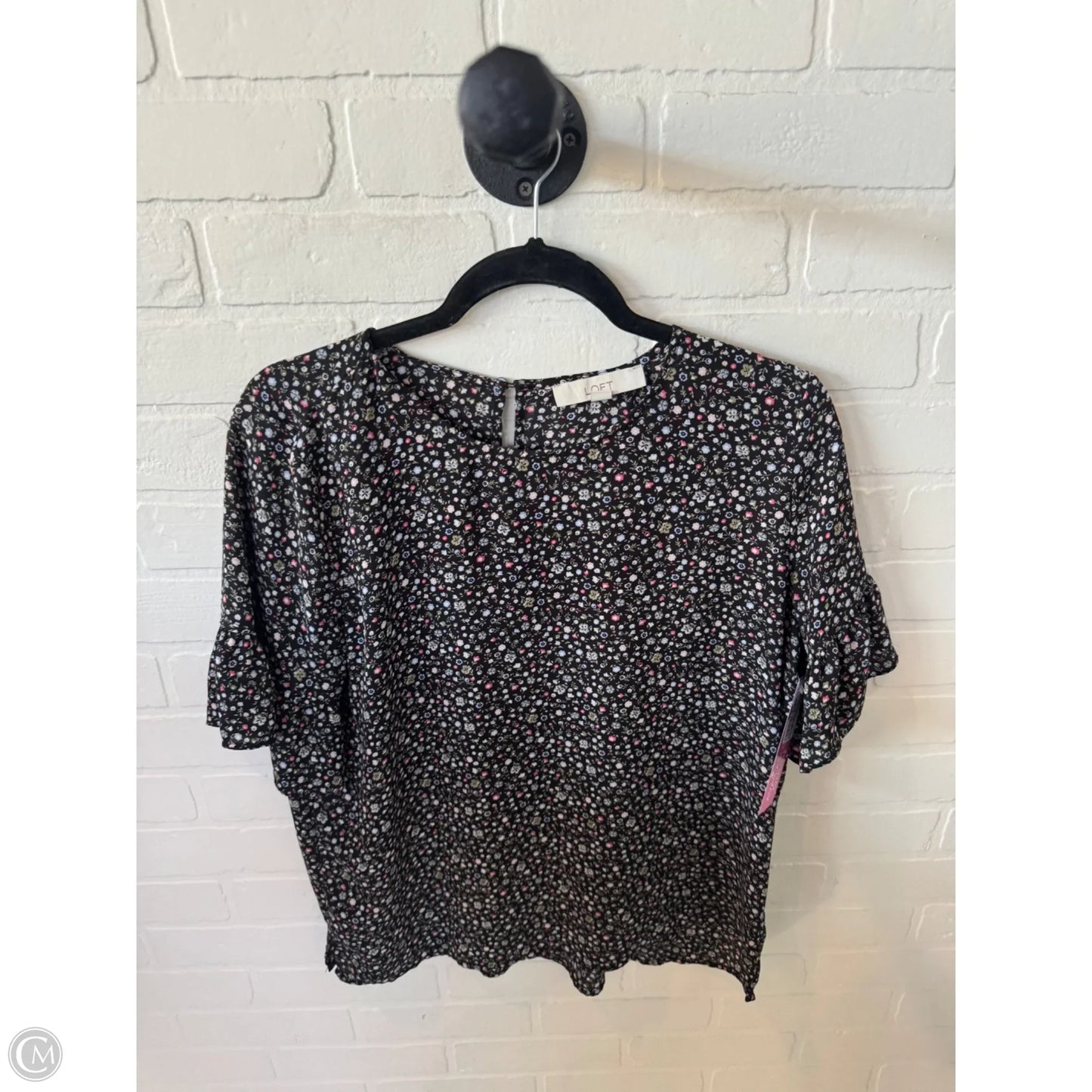 Top Short Sleeve By Loft In Black, Size: M