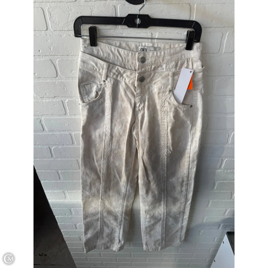Jeans Wide Leg By Zara In Cream Denim, Size: 4