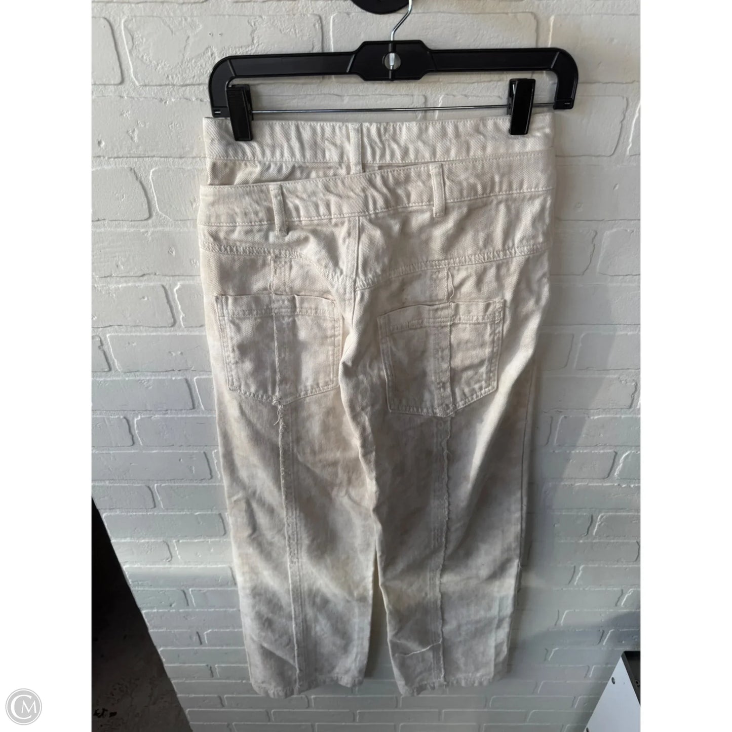 Jeans Wide Leg By Zara In Cream Denim, Size: 4