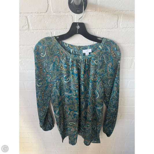 Top Long Sleeve By J. Jill In Blue & Green, Size: M