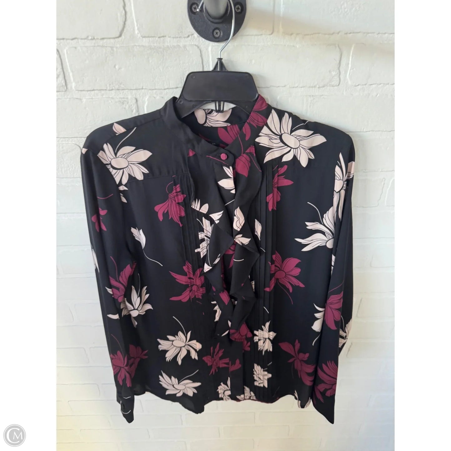 Top Long Sleeve By Ann Taylor In Black & Cream, Size: M