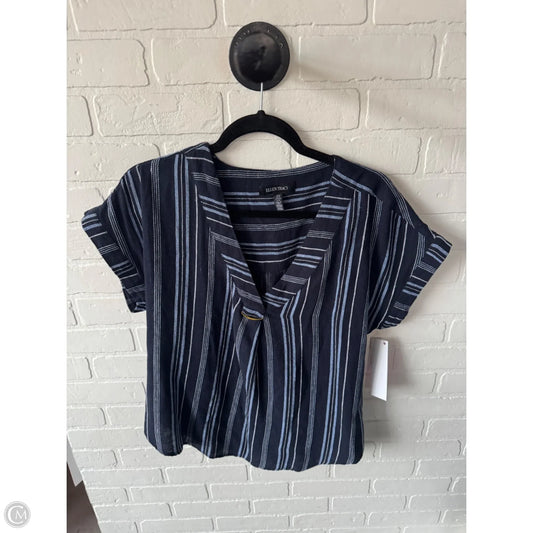 Top Short Sleeve By Ellen Tracy In Blue & White, Size: M