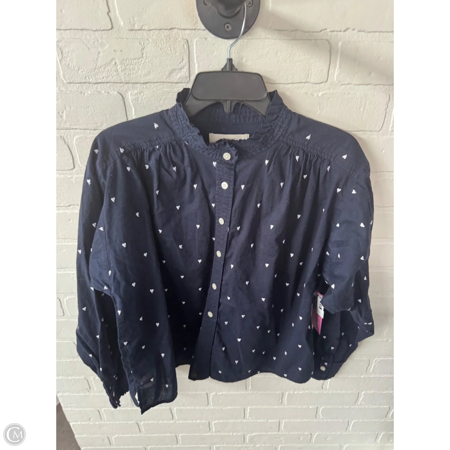 Top Long Sleeve By Loft In Blue & White, Size: M