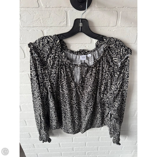 Top Long Sleeve By Gap In Black & Cream, Size: L