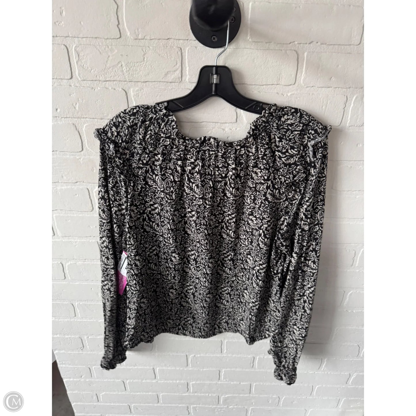 Top Long Sleeve By Gap In Black & Cream, Size: L