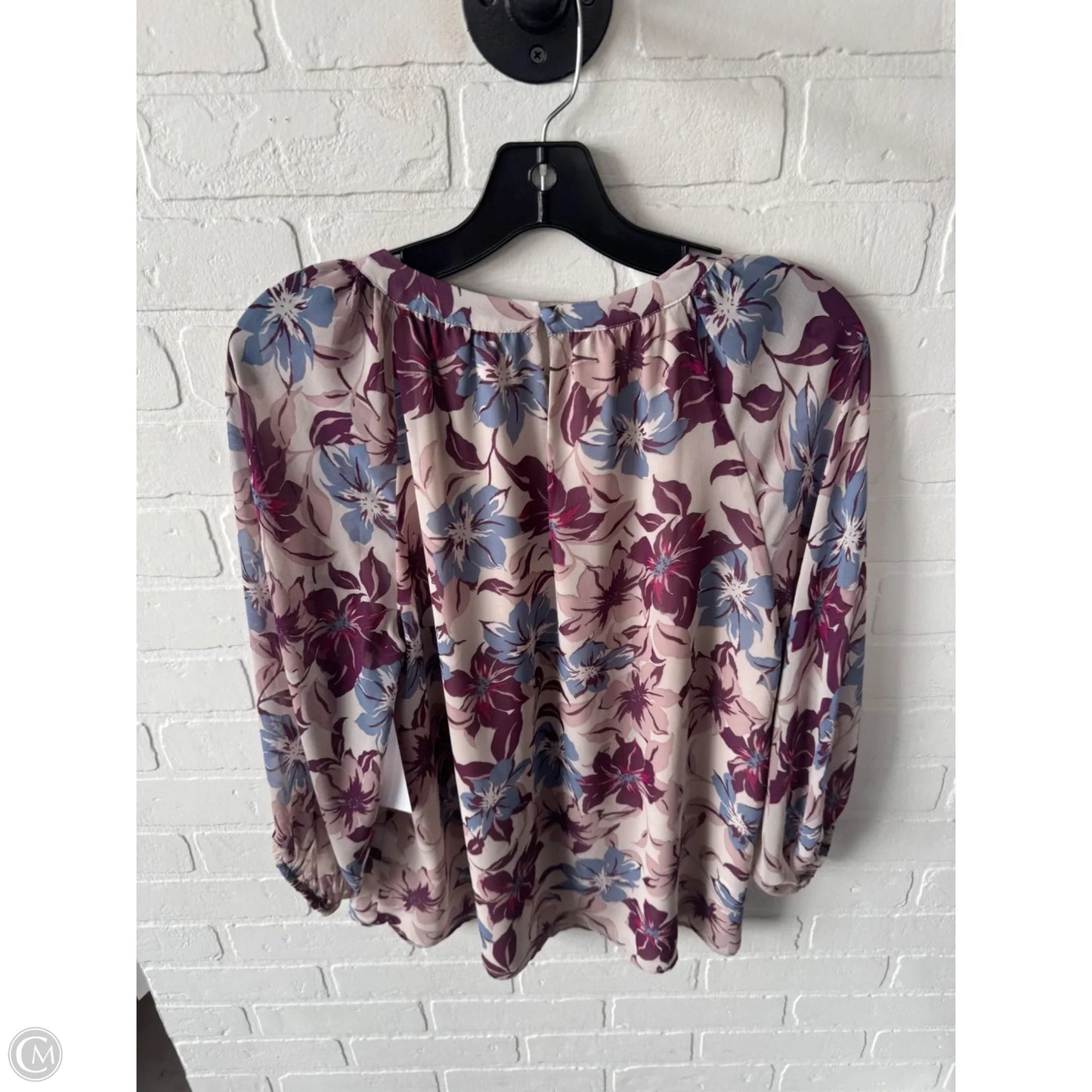 Top 3/4 Sleeve By Vince Camuto In Cream & Purple, Size: M