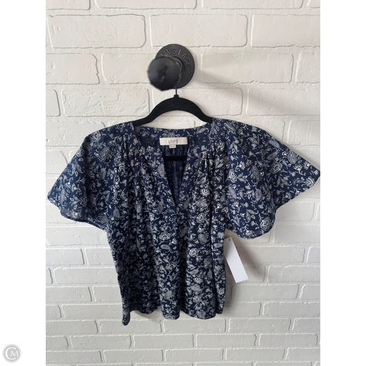 Top Short Sleeve By Loft In Blue & White, Size: Xs