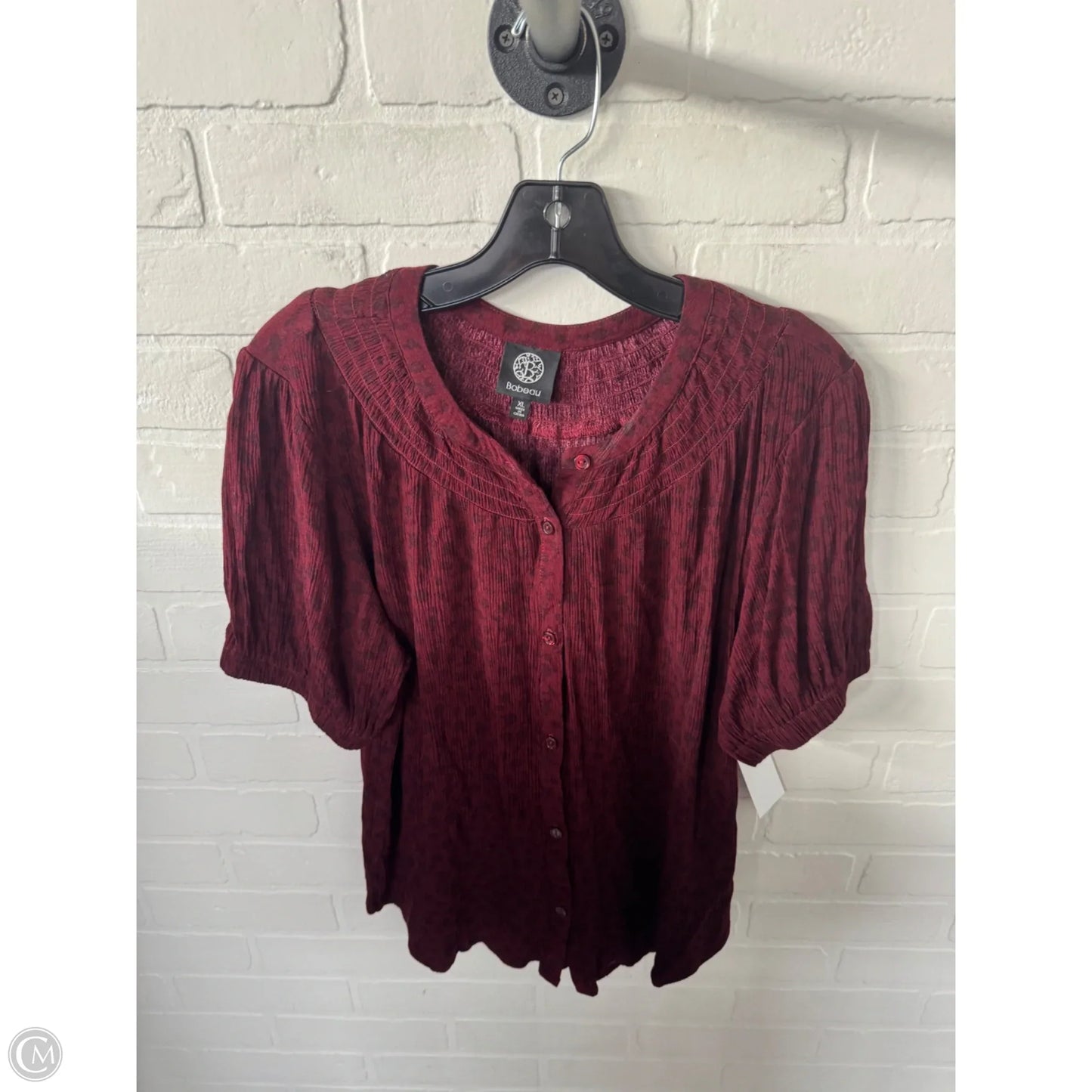 Top Short Sleeve By Bobeau In Black & Red, Size: Xl