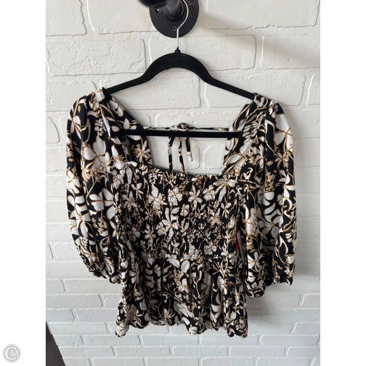 Top Short Sleeve By Ava & Viv In Black & White, Size: 1x