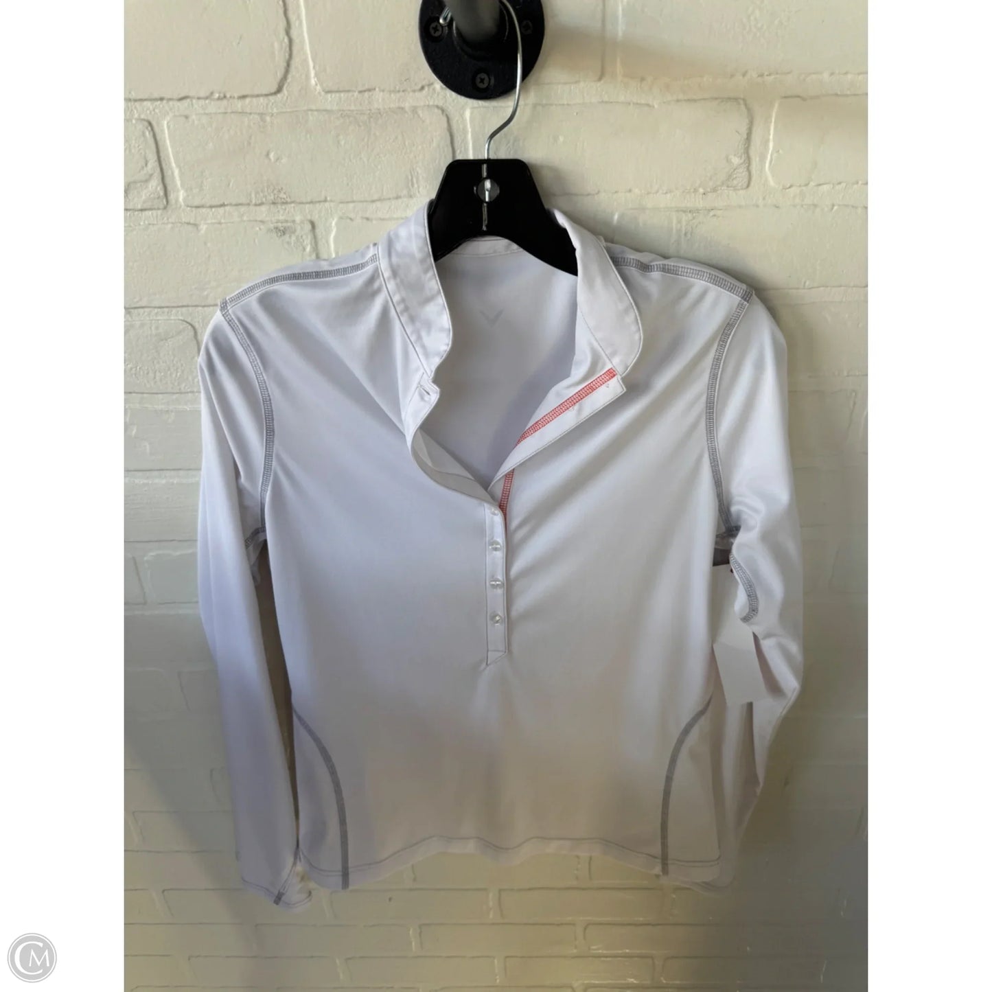 Athletic Top Long Sleeve Collar By Callaway In White, Size: M