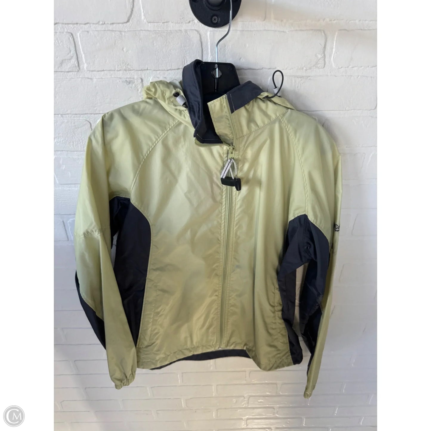 Jacket Windbreaker By Columbia In Green & Grey, Size: M