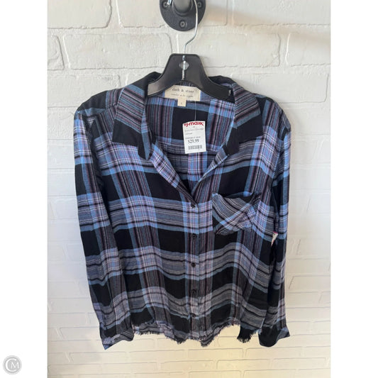 Top Long Sleeve By Cloth & Stone In Black & Blue, Size: L