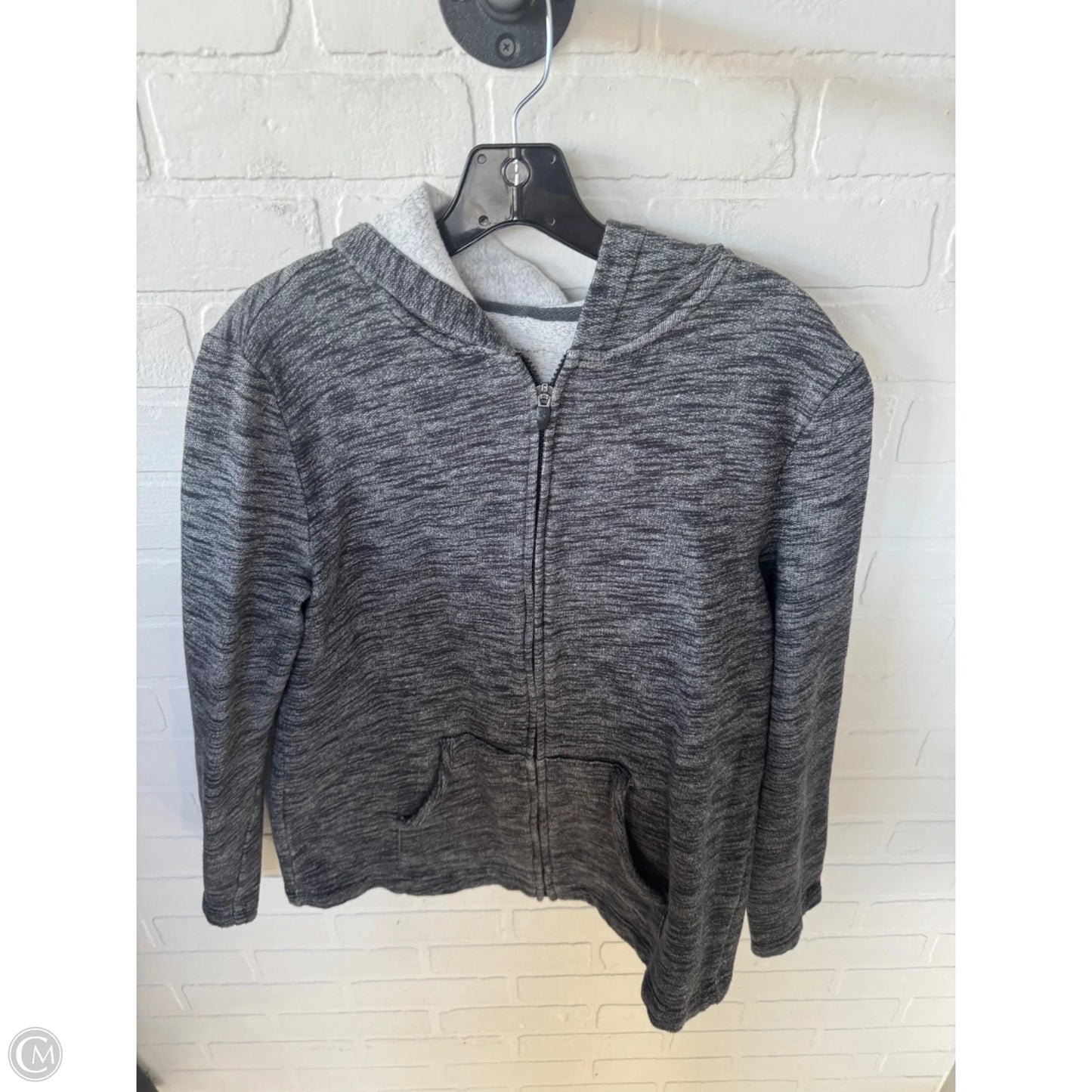 Sweatshirt Hoodie By Tek Gear In Black & Grey, Size: L