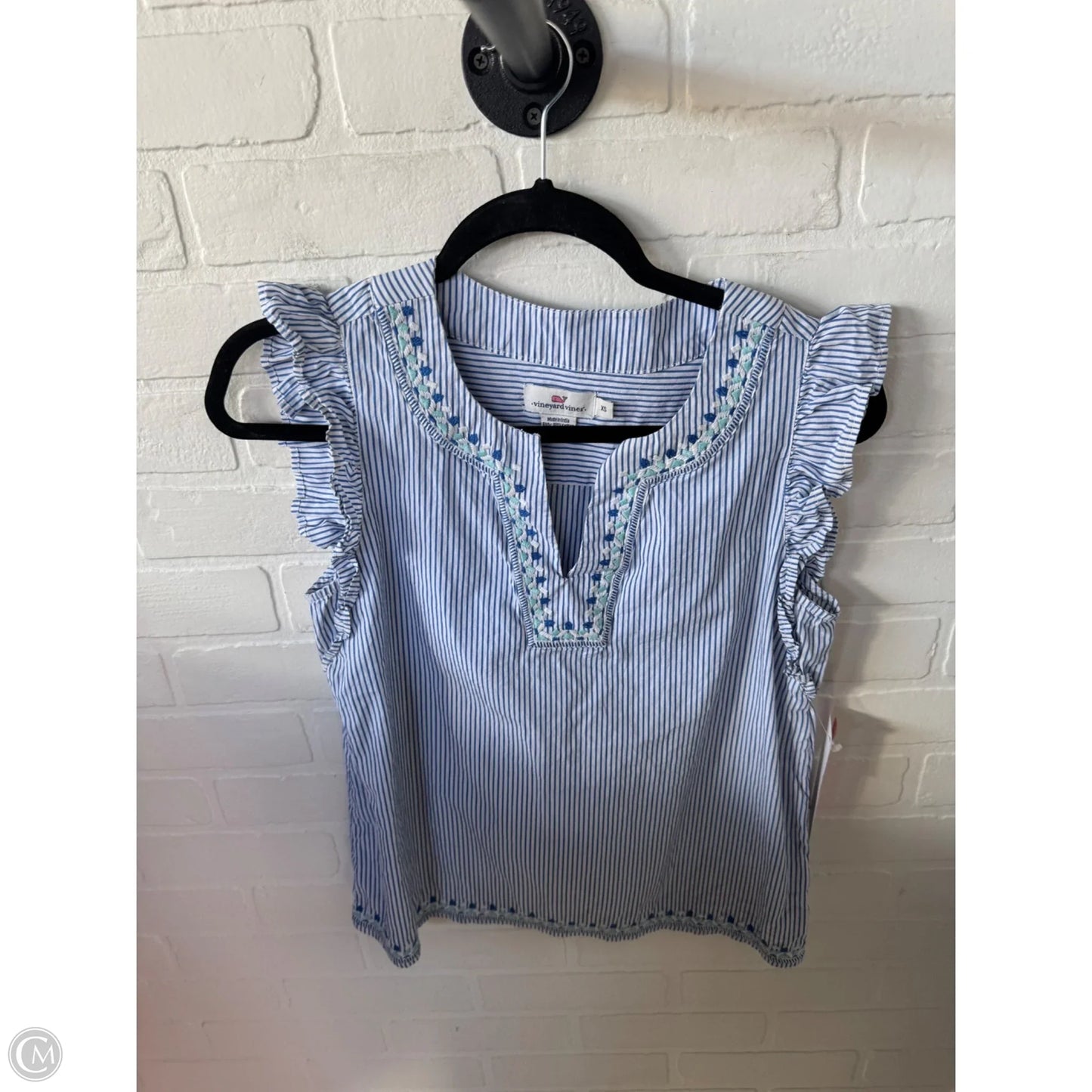 Top Sleeveless By Vineyard Vines In Blue & White, Size: Xs