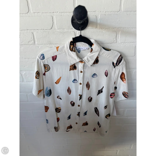 Top Short Sleeve By Jane And Delancey In Brown & White, Size: M