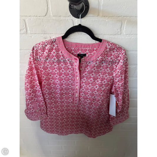 Top Long Sleeve By Talbots In Red & White, Size: Sp