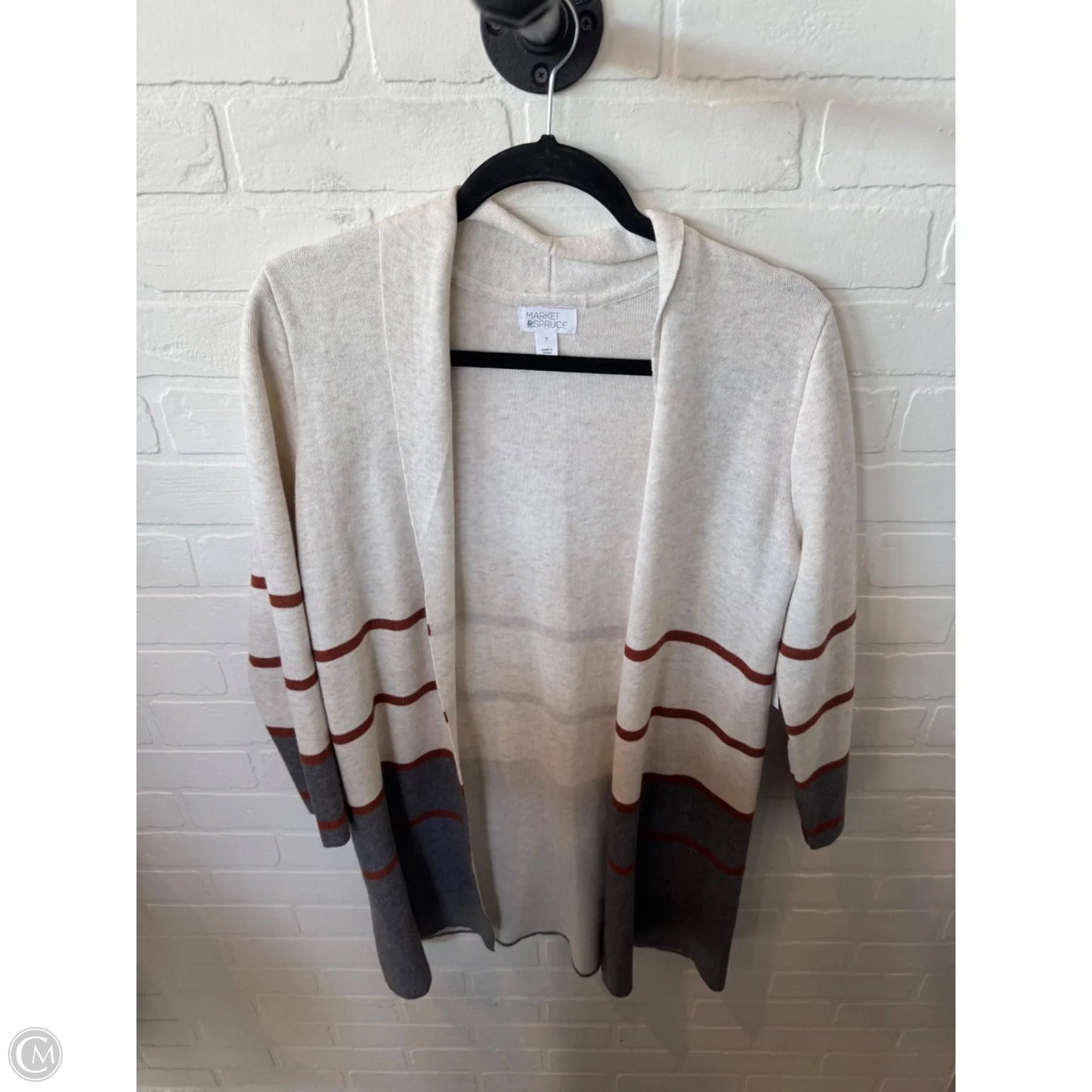 Sweater Cardigan By Market & Spruce In Cream & Grey, Size: S