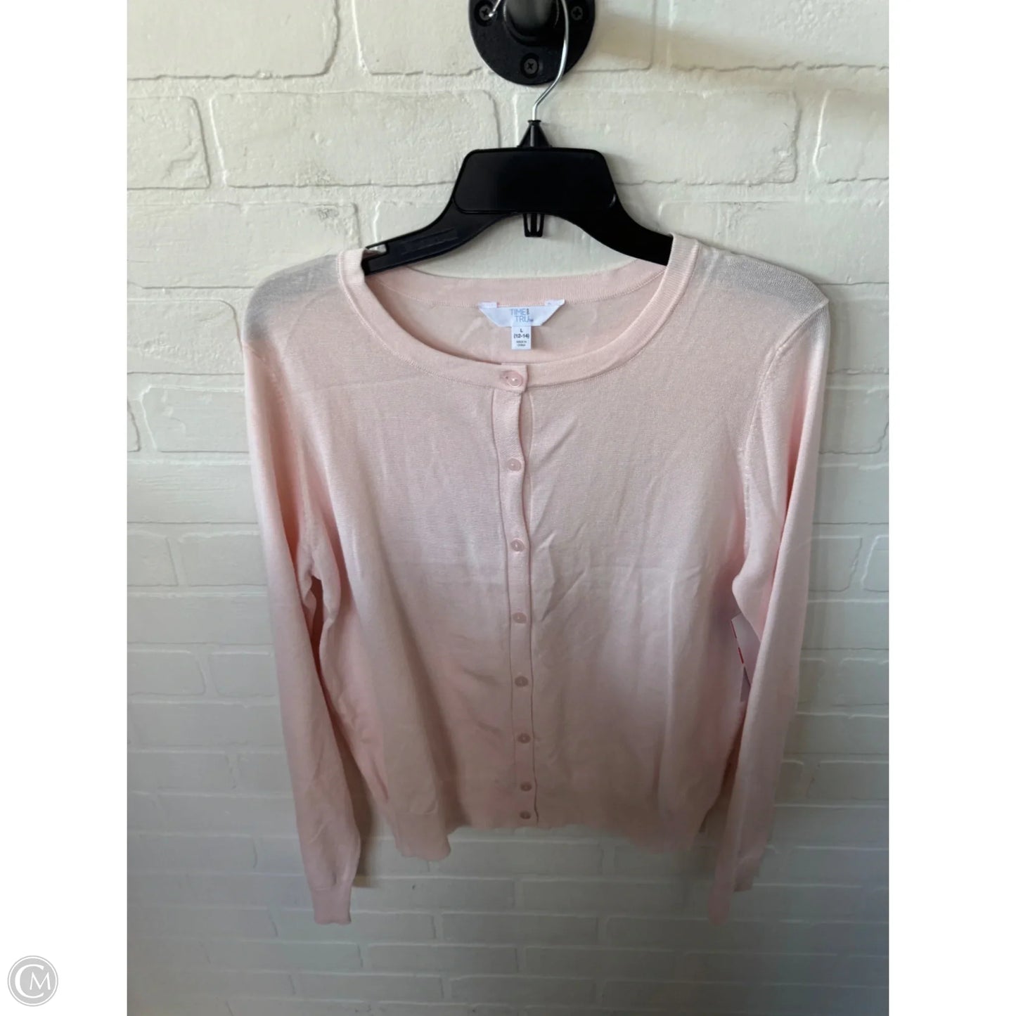 Sweater Cardigan By Time And Tru In Pink, Size: L
