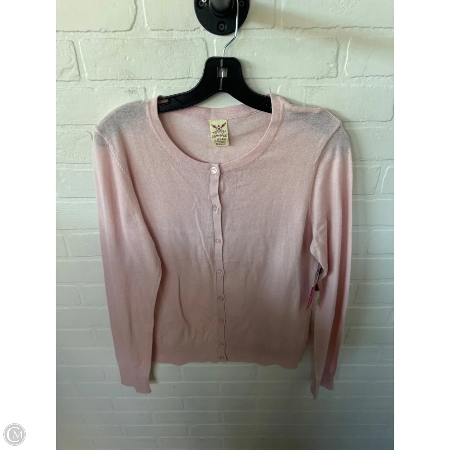 Sweater Cardigan By Faded Glory In Pink, Size: L