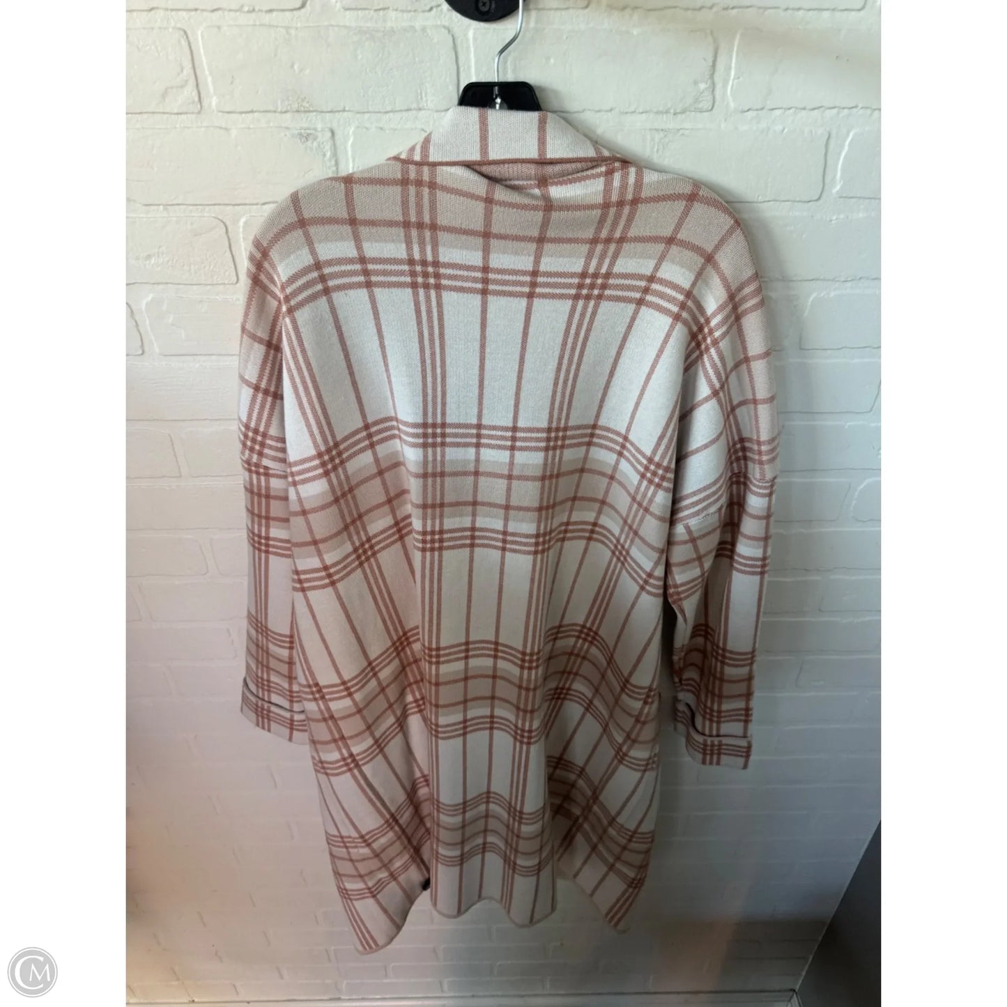 Sweater Cardigan By Nine West Apparel In Pink & White, Size: Xl